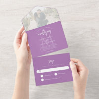 Simple Monogram Lavender Purple Photo Wedding