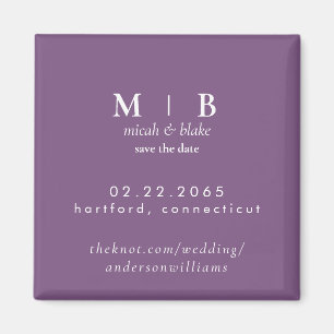 Simple Monogram Lavender Wedding Save the Date Magnet