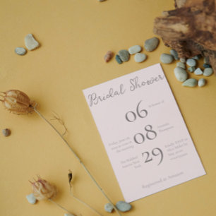 Simple Monogram Minimalist Beige Bridal Shower Invitation