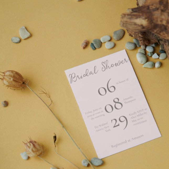 Simple Monogram Minimalist Beige Bridal Shower Invitation (Creator Uploaded)