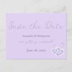 Simple Monogram Minimalist Lavender Wedding Postcard