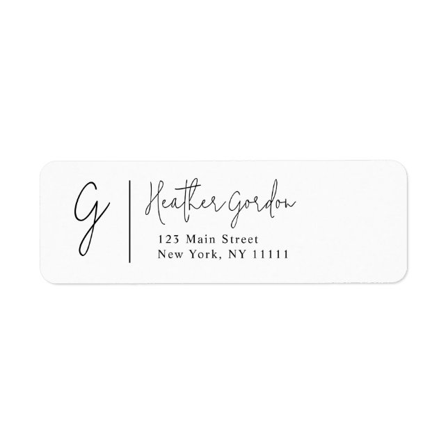 Simple Monogram Minimalist Return Address Label (Front)