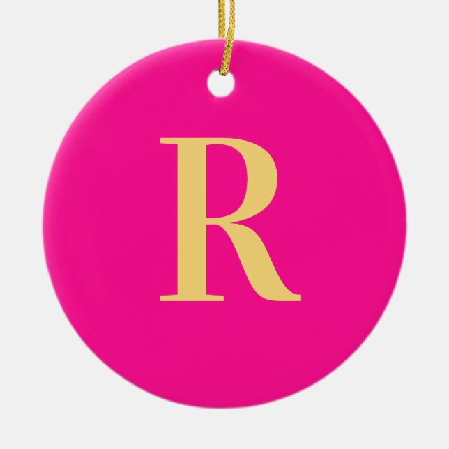 Simple Monogram Modern Ceramic Tree Decoration (Front)