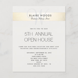Simple Monogram Modern Gold White Striped Flyer