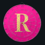 Simple Monogram Modern Hot Pink Dartboard<br><div class="desc">This is a simple, modern, personalised monogram design. This stylish design is in trending hot pink with stylish typography. It's perfect for a personalised gift or ideal as a cute new games room accessory for yourself. Simply add your initial letter by typing it into the personalise this text box. Check...</div>