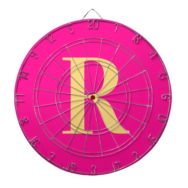 Simple Monogram Modern Hot Pink Dartboard (Front)