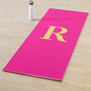 Simple Monogram Modern Hot Pink Yoga Mat