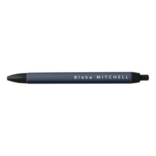 Simple Monogram Name Navy Blue Unique Black Ink Pen
