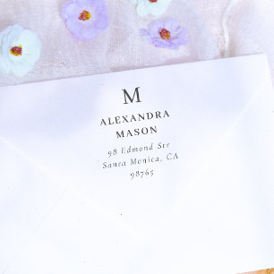 Simple Monogram & Name Personalised Return Address Rubber Stamp