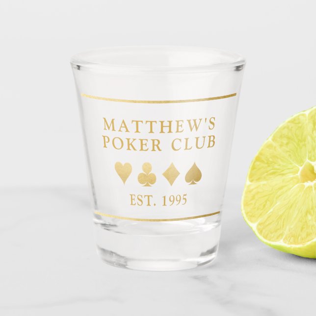 Simple Monogram Name Poker Club Card Suite Shot Glass (Front)