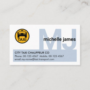 Simple Monogram Name Taxi Business Card