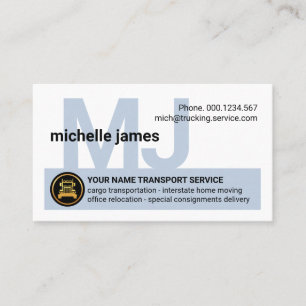 Simple Monogram Name Trucking Business Card