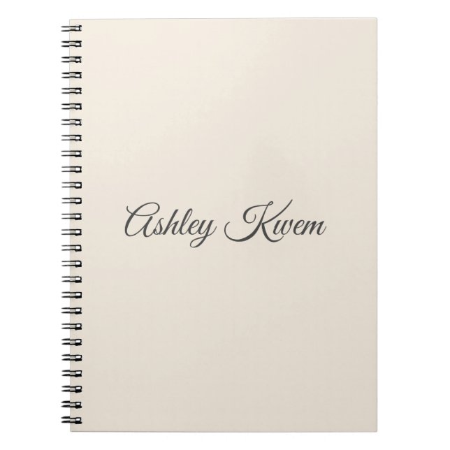 Simple monogram neutral ivory notebook (Front)