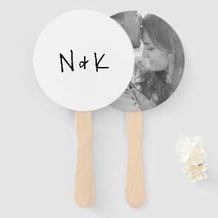 Simple Monogram Photo Modern Wedding Hand Fan