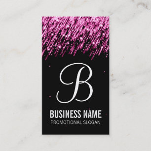 Simple Monogram Pink Falling Stars Business Card