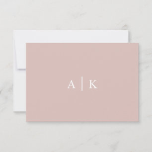 Simple Monogram Pink Wedding Bride Groom Initials Thank You Card
