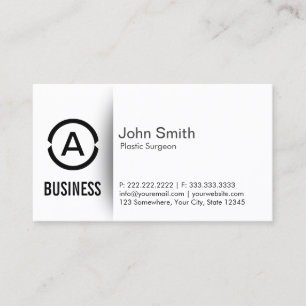 Simple Monogram Plastic Surgeon Business Card