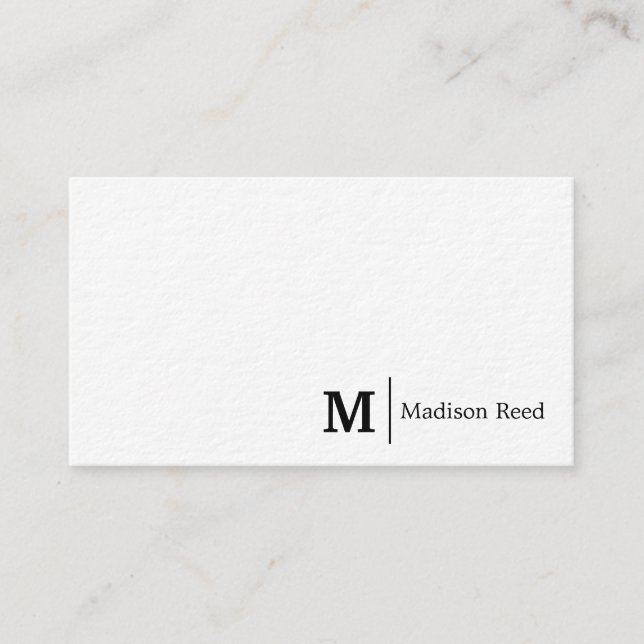Simple Monogram Premium Thick Business  Card (Front)