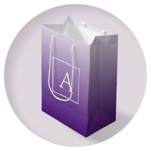 Simple Monogram   Pretty Purple Gradient Ombre Medium Gift Bag