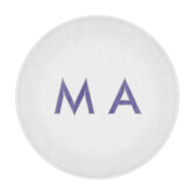 Simple monogram purple grey add your name modern p cutting board (Front)