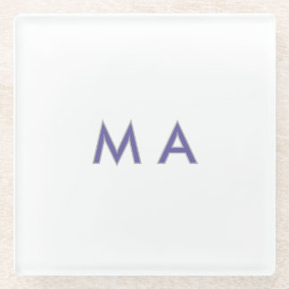 Simple monogram purple grey add your name modern p glass coaster