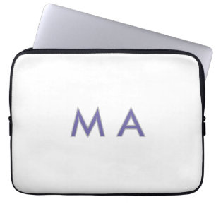 Simple monogram purple grey add your name modern p laptop sleeve