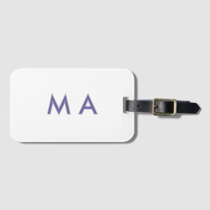 Simple monogram purple grey add your name modern p luggage tag
