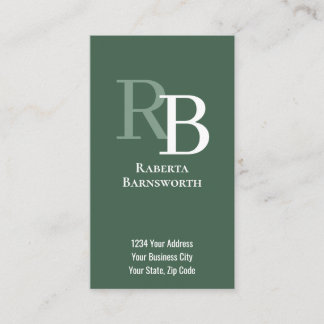 Simple Monogram QR Code Green | Connect with Me Business Card