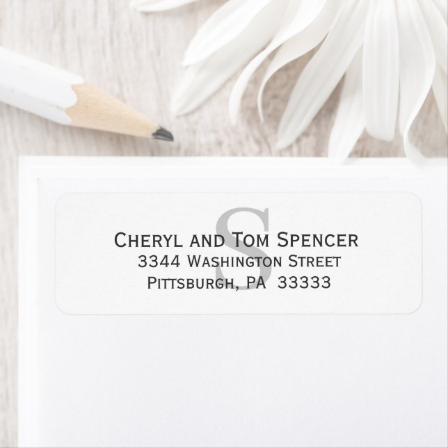 Simple Monogram Return Address Label (Insitu)