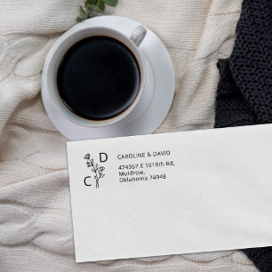 Simple Monogram Return Address Rubber Stamp