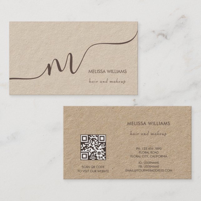 Simple Monogram Rustic Business Card (Front/Back)