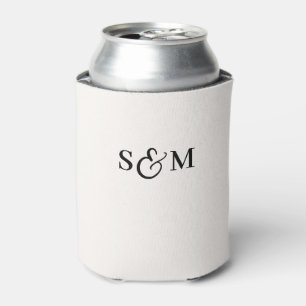 Simple Monogram Script Ampersand Wedding Can Cooler