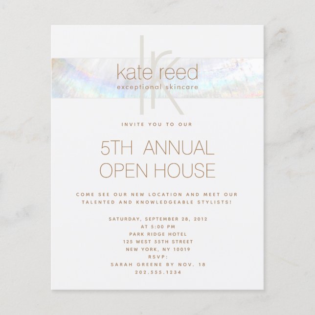 Simple Monogram Seashell White Striped Flyer (Front)