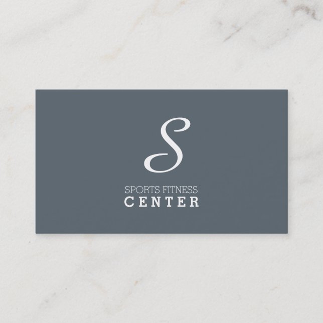 Simple Monogram (slate blue grey) Business Card (Front)