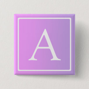 Simple Monogram Subtle Pink/Purple Ombre 15 Cm Square Badge