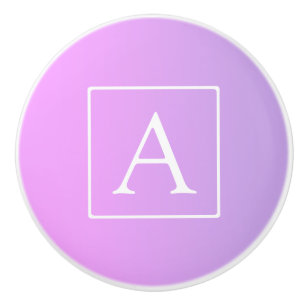 Simple Monogram   Subtle Pink/Purple Ombre Ceramic Knob