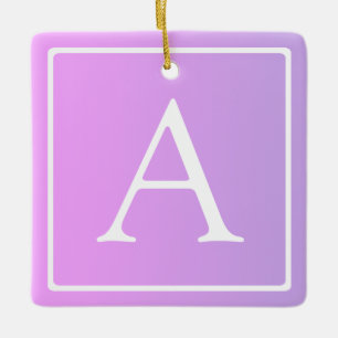 Simple Monogram Subtle Pink/Purple Ombre Ceramic Ornament