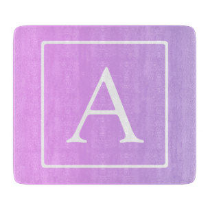 Simple Monogram   Subtle Pink/Purple Ombre Cutting Board