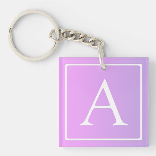 Simple Monogram | Subtle Pink/Purple Ombre Key Ring (Front)