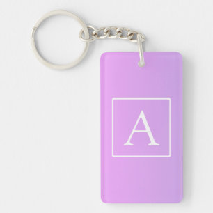Simple Monogram   Subtle Pink/Purple Ombre Key Ring
