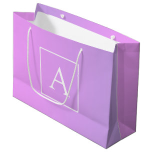 Simple Monogram   Subtle Pink/Purple Ombre Large Gift Bag