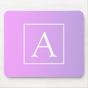 Simple Monogram   Subtle Pink/Purple Ombre Mouse Mat