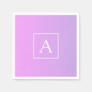 Simple Monogram Subtle Pink/Purple Ombre Napkin