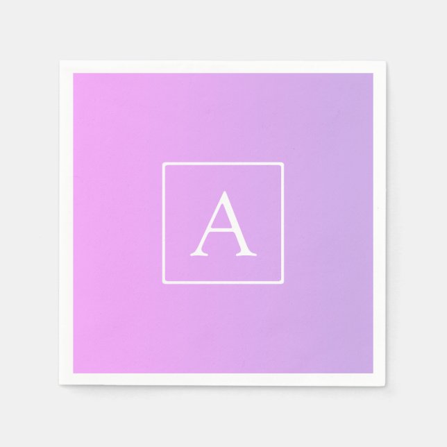 Simple Monogram | Subtle Pink/Purple Ombre Napkin (Front)