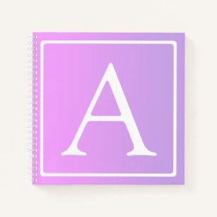 Simple Monogram Subtle Pink/Purple Ombre Notebook