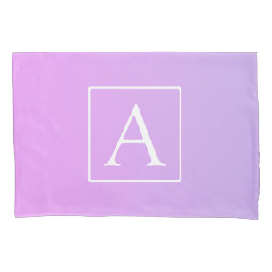 Simple Monogram Subtle Pink/Purple Ombre Pillowcase