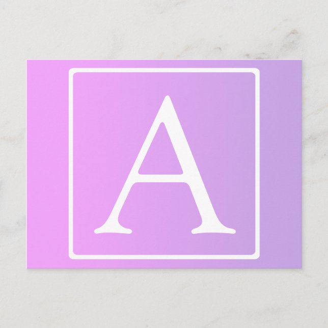Simple Monogram | Subtle Pink/Purple Ombre Postcard (Front)