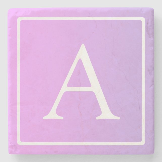 Simple Monogram | Subtle Pink/Purple Ombre Stone Coaster (Front)