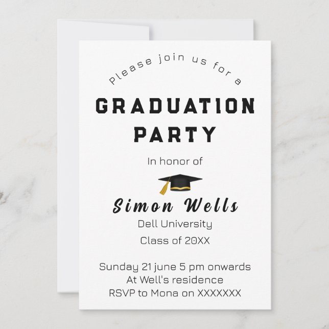 Simple Monogram Text graduation party Invitation (Front)