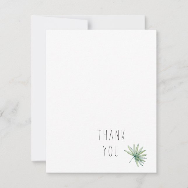 Simple Monogram Tropical Blank Thank You Card (Front)